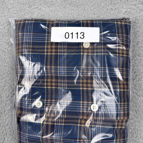 Orvis Shirt Mens Medium Blue Brown Plaid Stretch Long Sleeve Button Up Casual - Picture 12 of 12